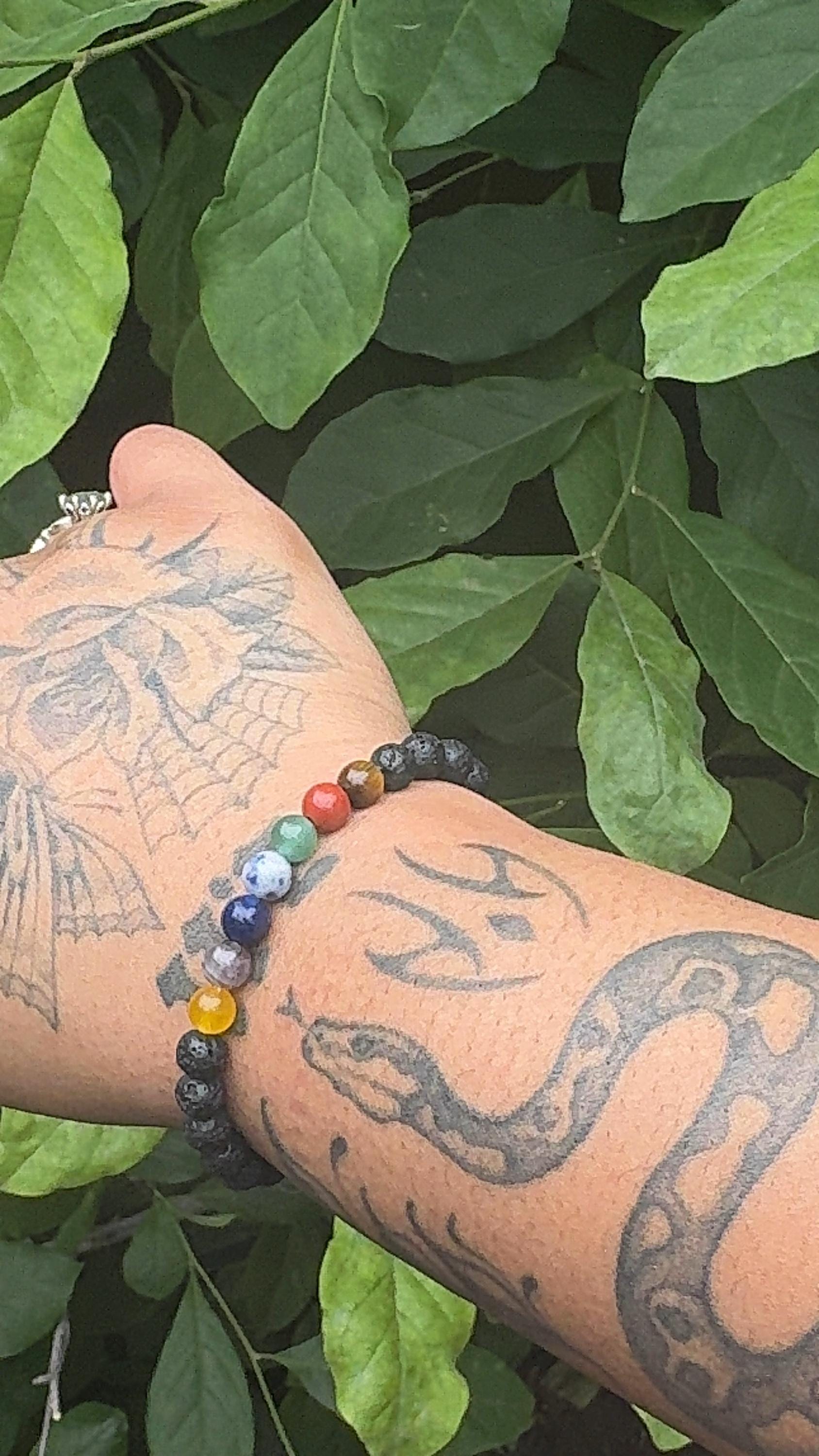 7 Chakra Bracelet with Lava Rock Stone - 6mm