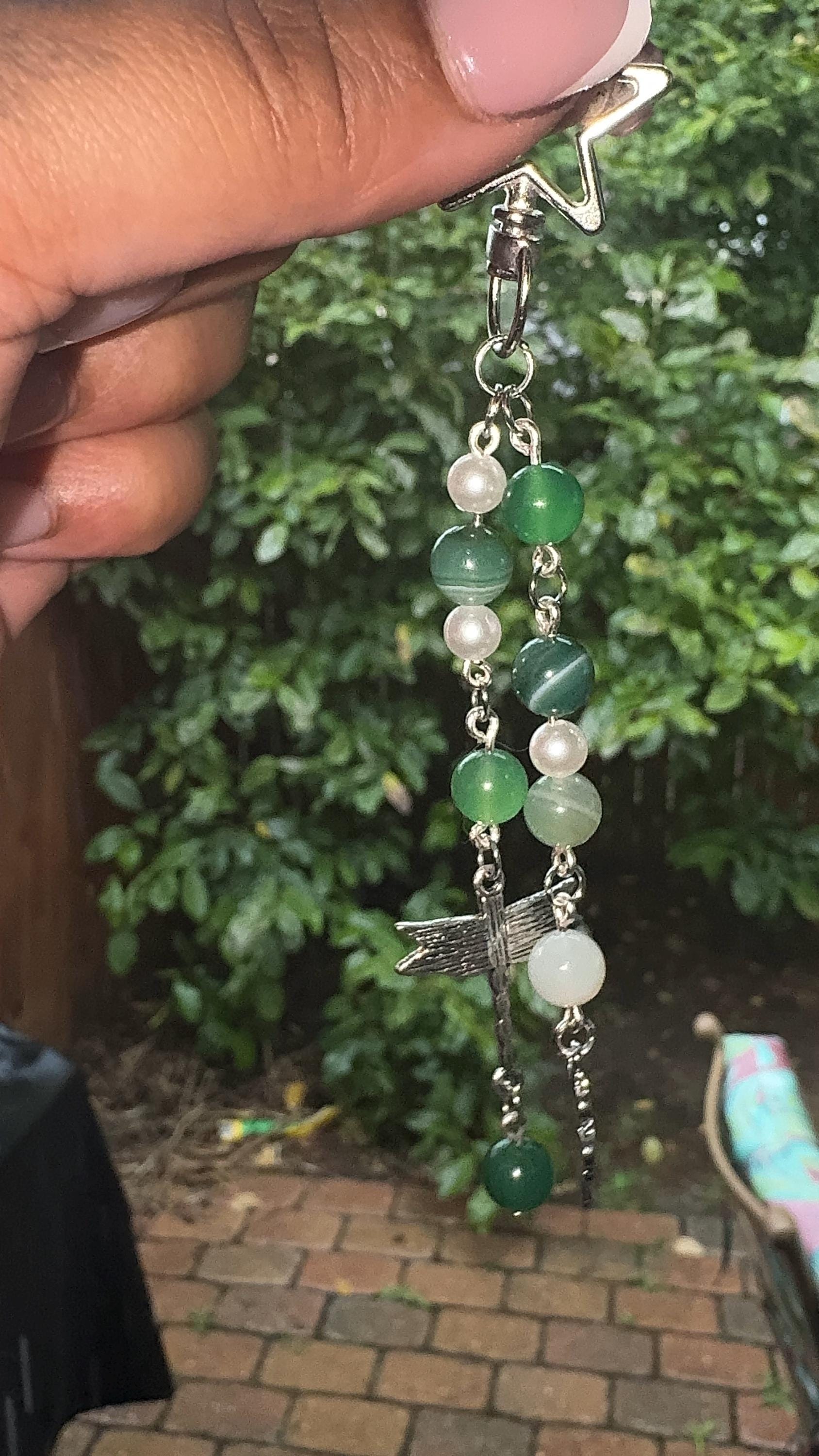 Natural Green Jade Crystal Keychain/Bagchain
