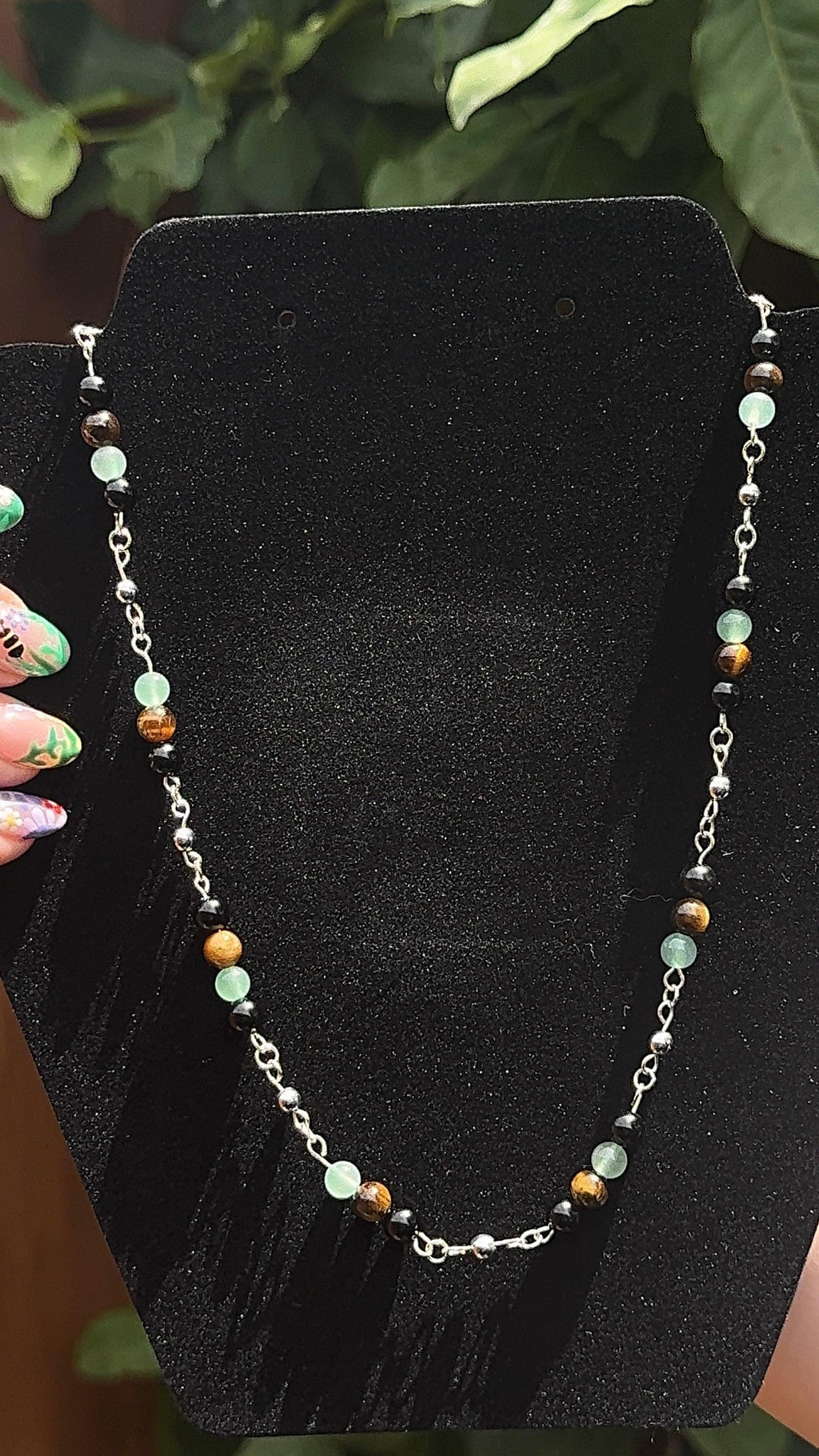 Tigers Eye, Green Aventurine & Black Onyx Necklace