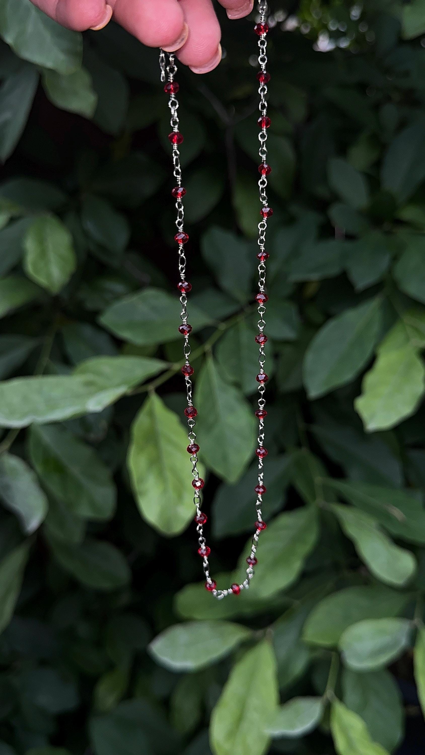 Red Crystal Siver Plated Necklace | Handmade Jewelry