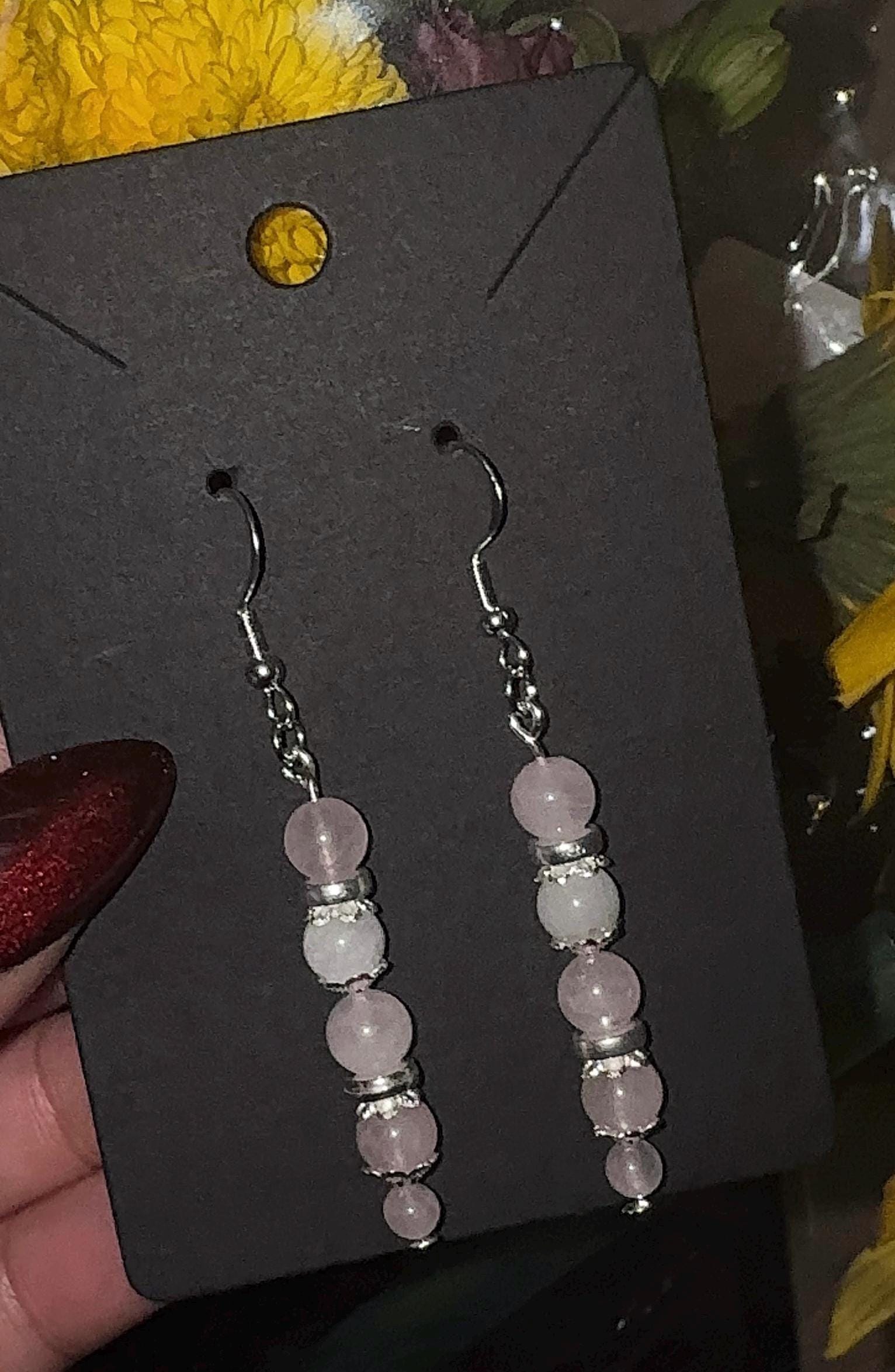Rose Quartz Earrings | Handmade Crystal Earrings | Crystal for Love, Self Love, Healing Crystals, Compassion | Gift for Her