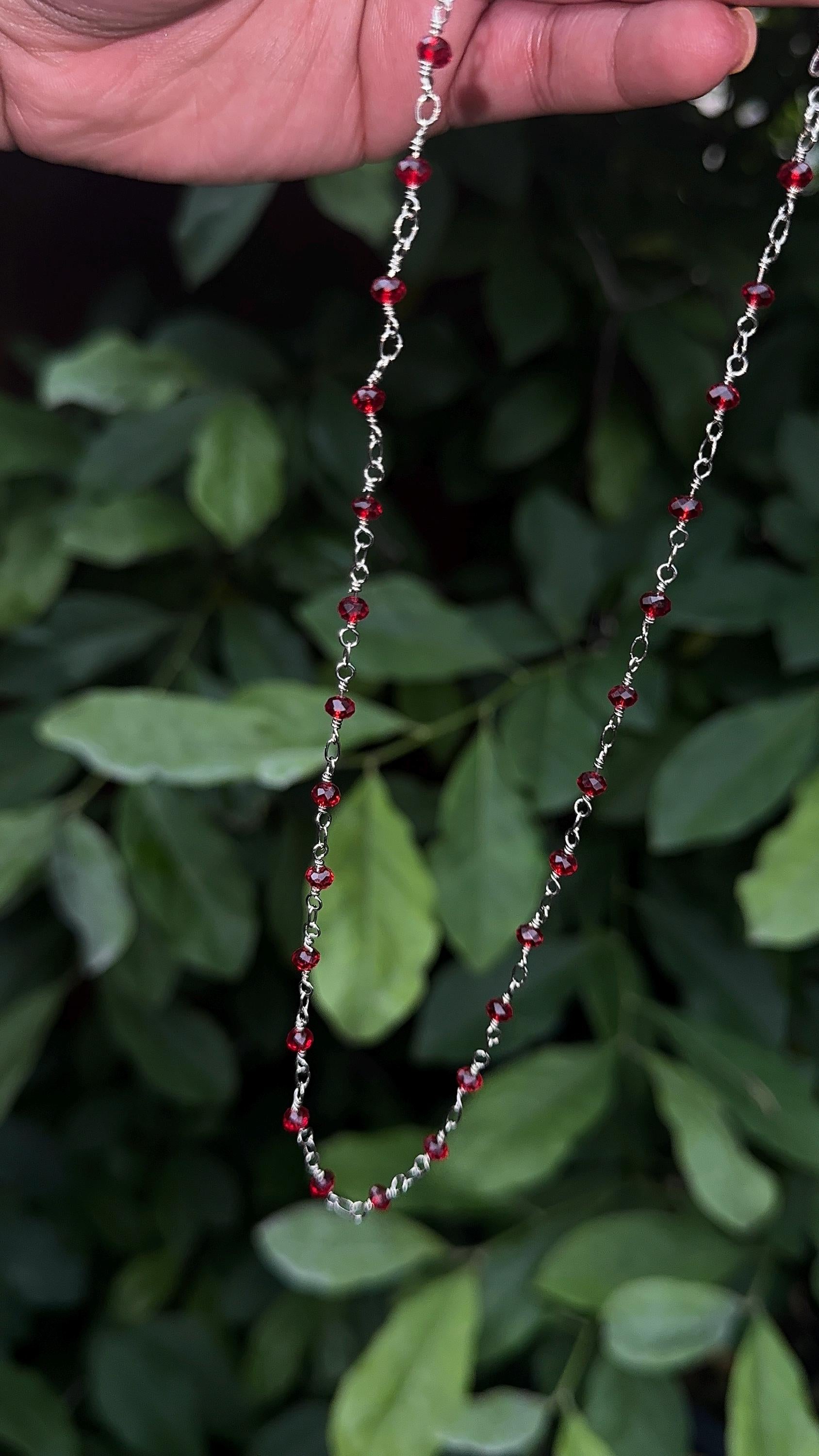 Red Crystal Siver Plated Necklace | Handmade Jewelry