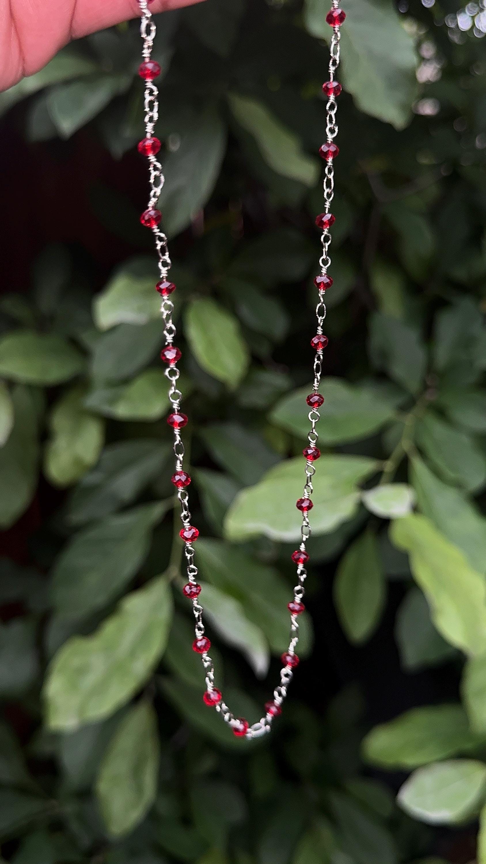 Red Crystal Siver Plated Necklace | Handmade Jewelry