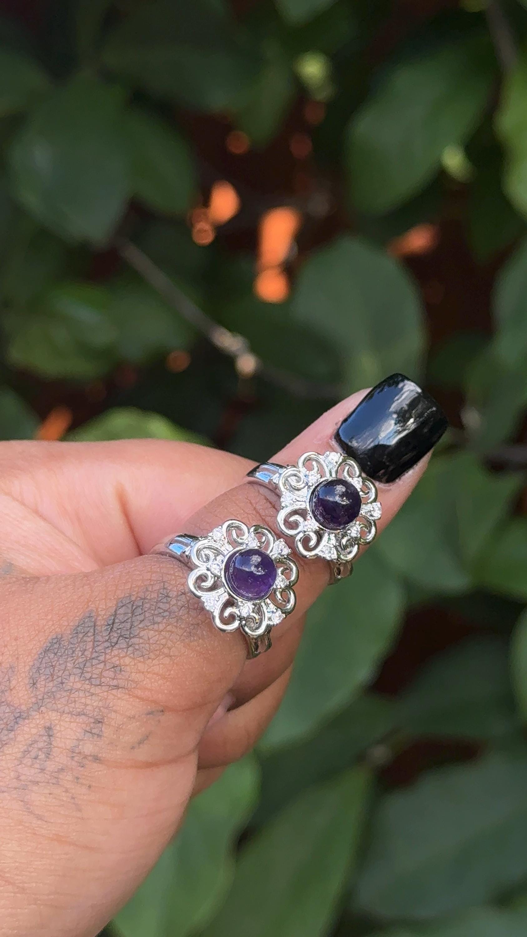 Adjustable Copper Amethyst Fidget Ring| 1 Piece | Calming Crystal Jewelry