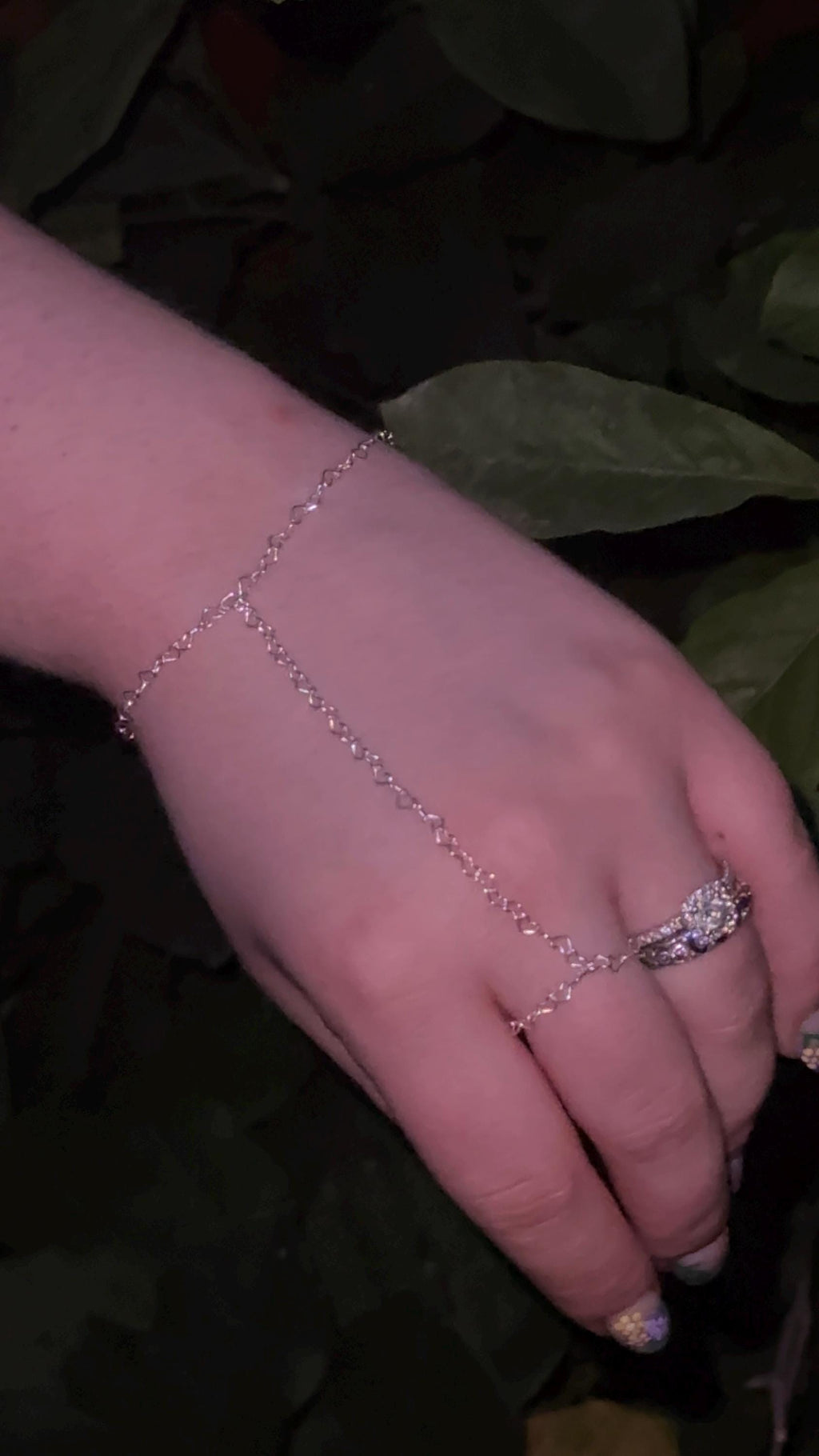 Sterling Silver Heart Hand Chain Bracelet | Adjustable, Shower-Safe Jewelry