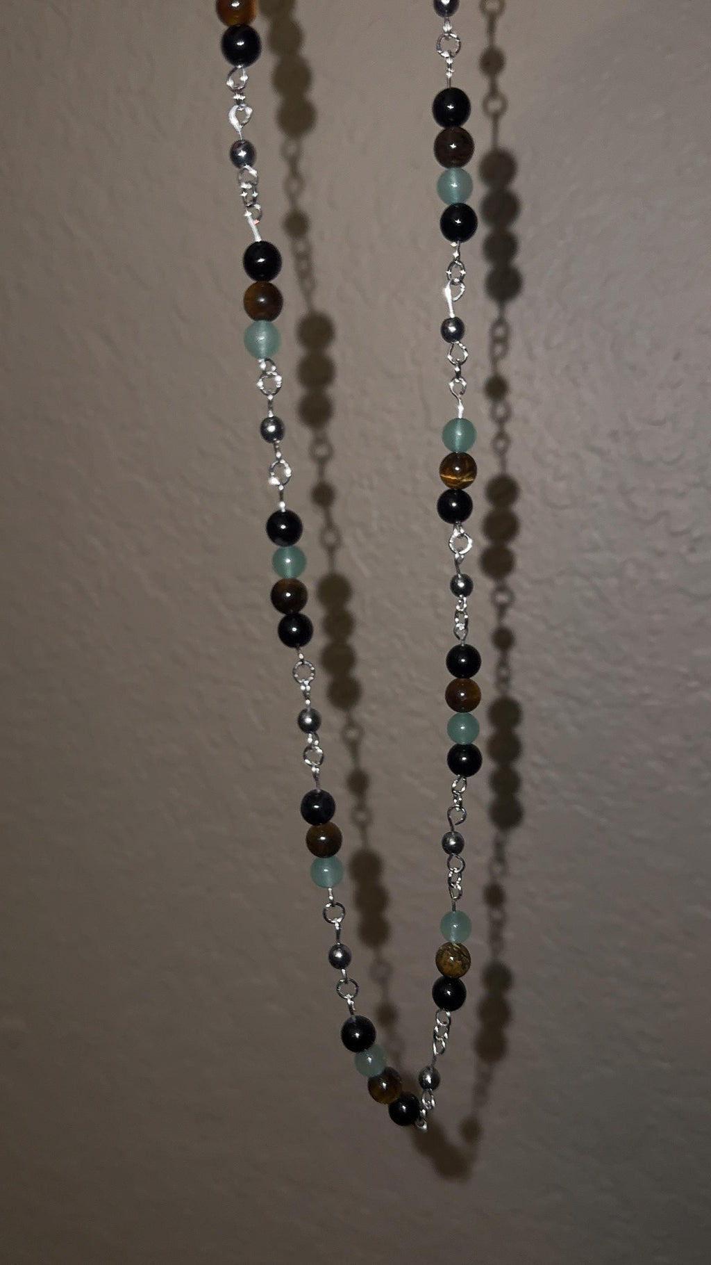 Tigers Eye, Green Aventurine & Black Onyx Necklace
