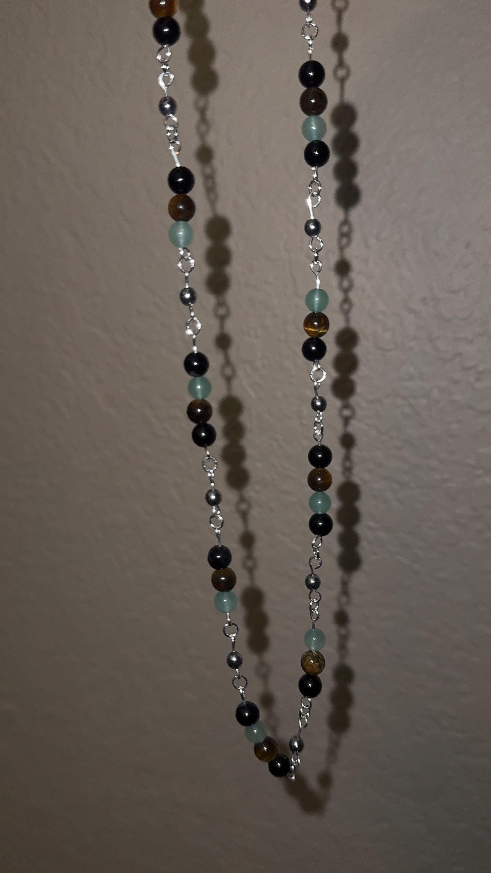 Tigers Eye, Green Aventurine & Black Onyx Necklace