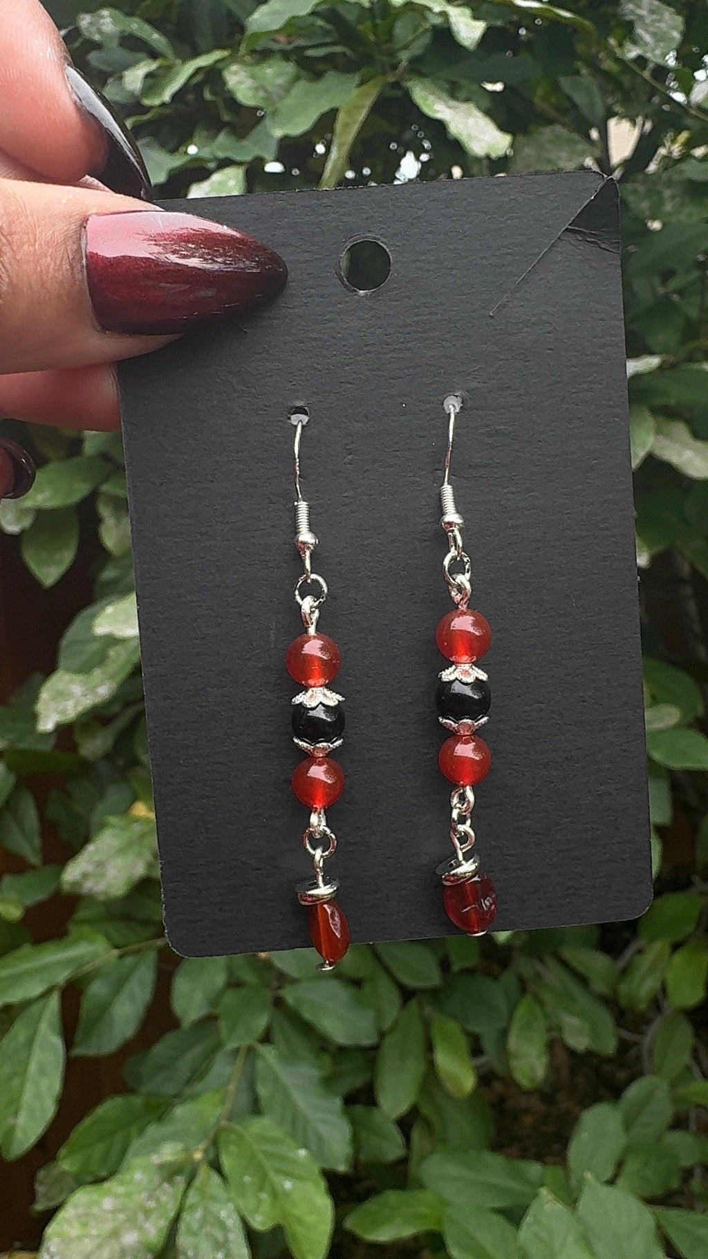 Carnelian & Obsidian Earrings | Crystals for Courage, Confidence, Balance Spiritual Protection | Natural Crystal Jewelry | Handmade Jewelry