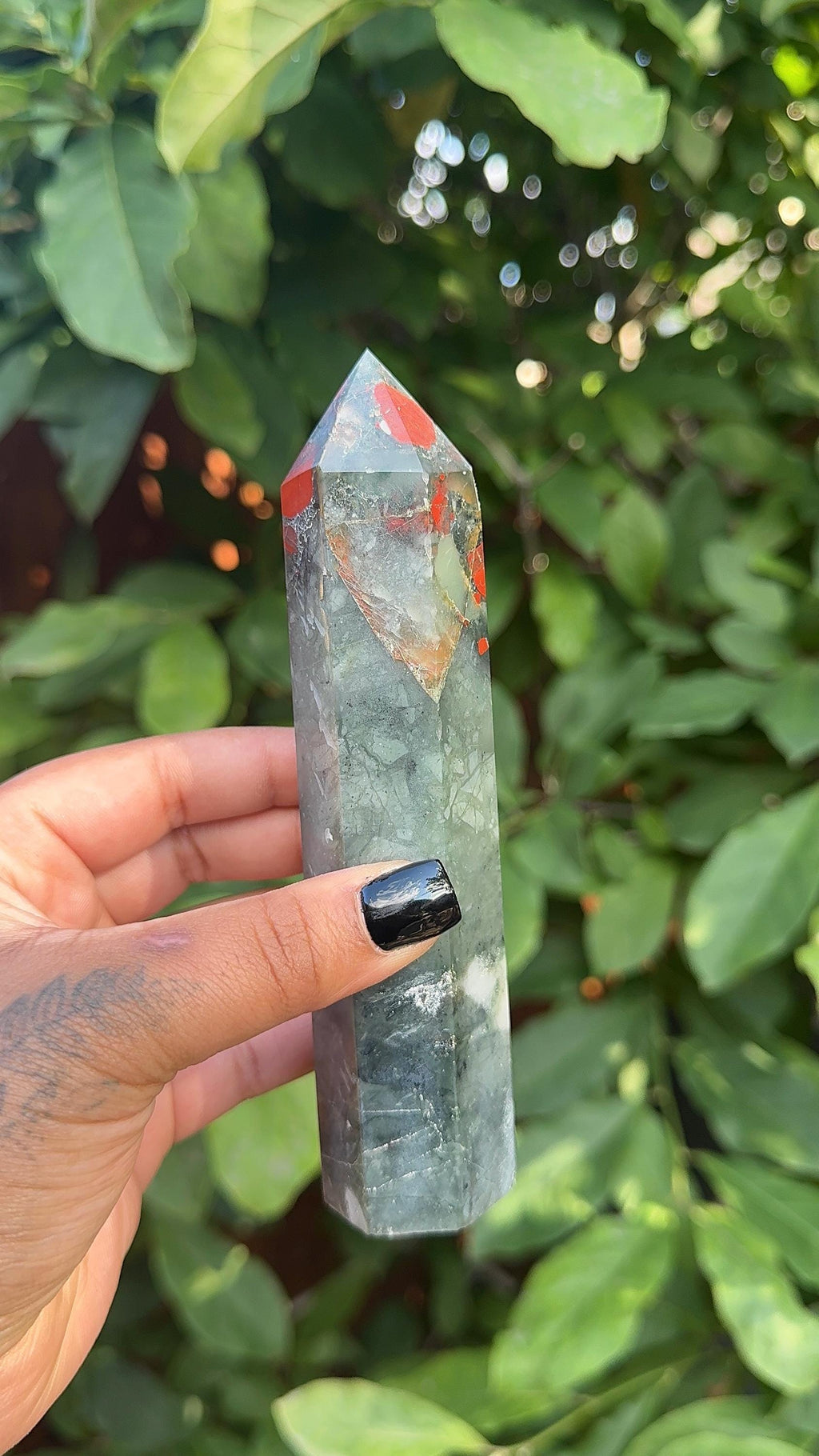 Natural African Bloodstone Tower | Strength, Courage, Protection Crystal Decor