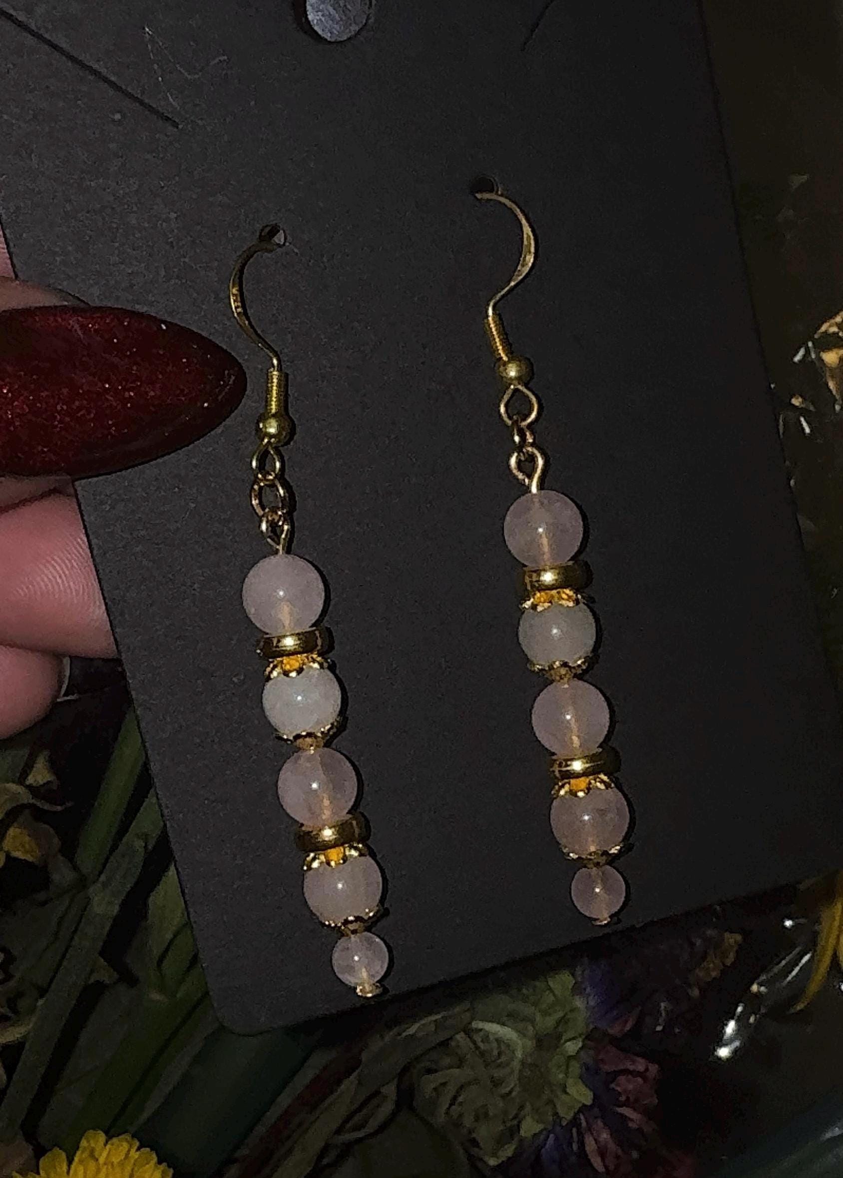Rose Quartz Earrings | Handmade Crystal Earrings | Crystal for Love, Self Love, Healing Crystals, Compassion | Gift for Her