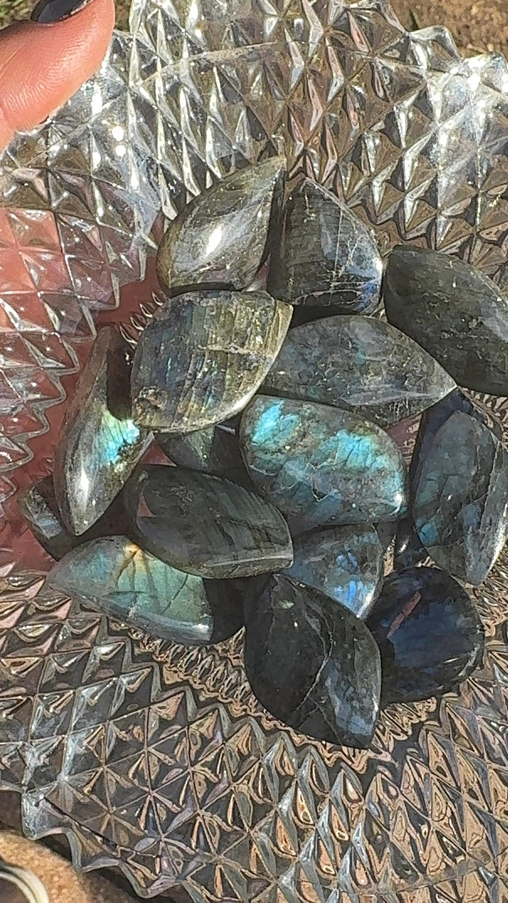 Natural Labradorite Leaf Cabochon