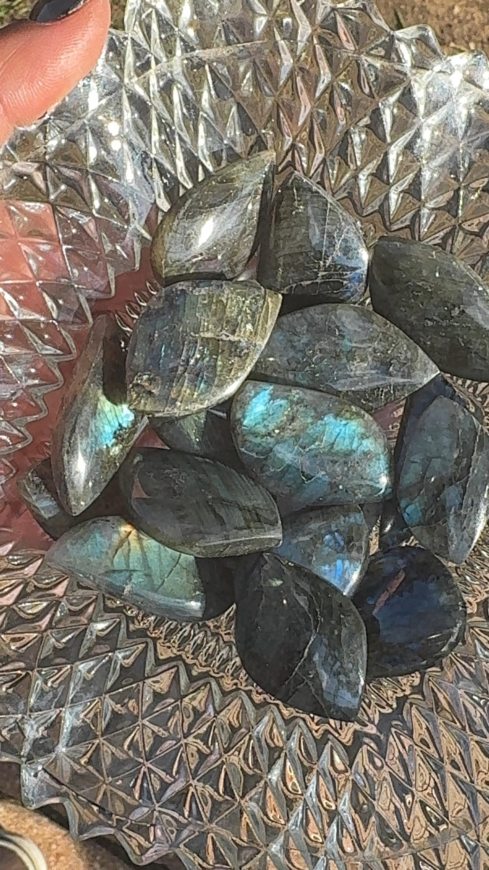 Natural Labradorite Leaf Cabochon