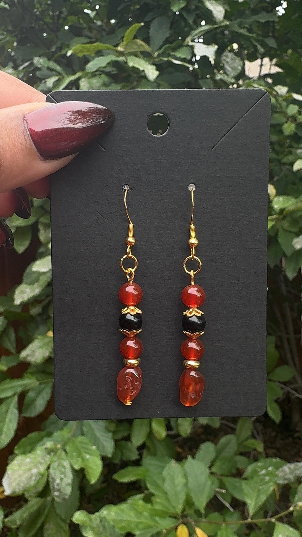 Carnelian & Obsidian Earrings | Crystals for Courage, Confidence, Balance Spiritual Protection | Natural Crystal Jewelry | Handmade Jewelry