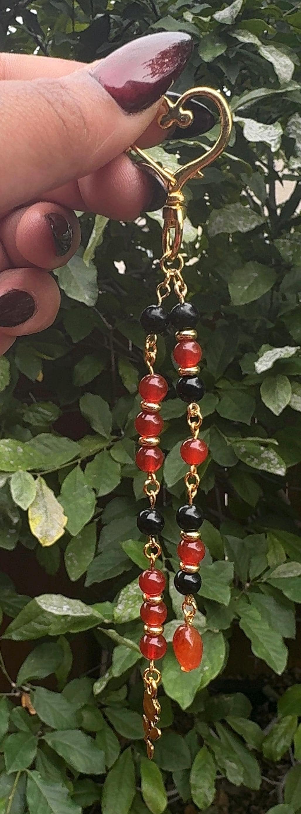 Carnelian & Onyx Keychain/Bagchain