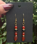 Carnelian & Obsidian Earrings | Crystals for Courage, Confidence, Balance Spiritual Protection | Natural Crystal Jewelry | Handmade Jewelry