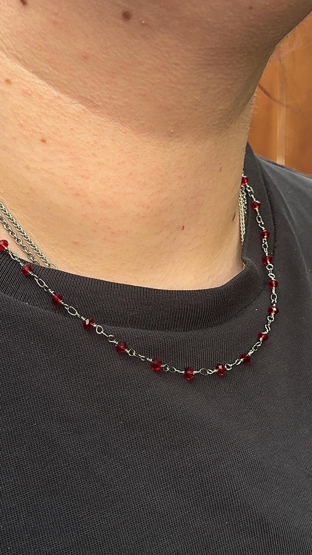 Red Crystal Siver Plated Necklace | Handmade Jewelry