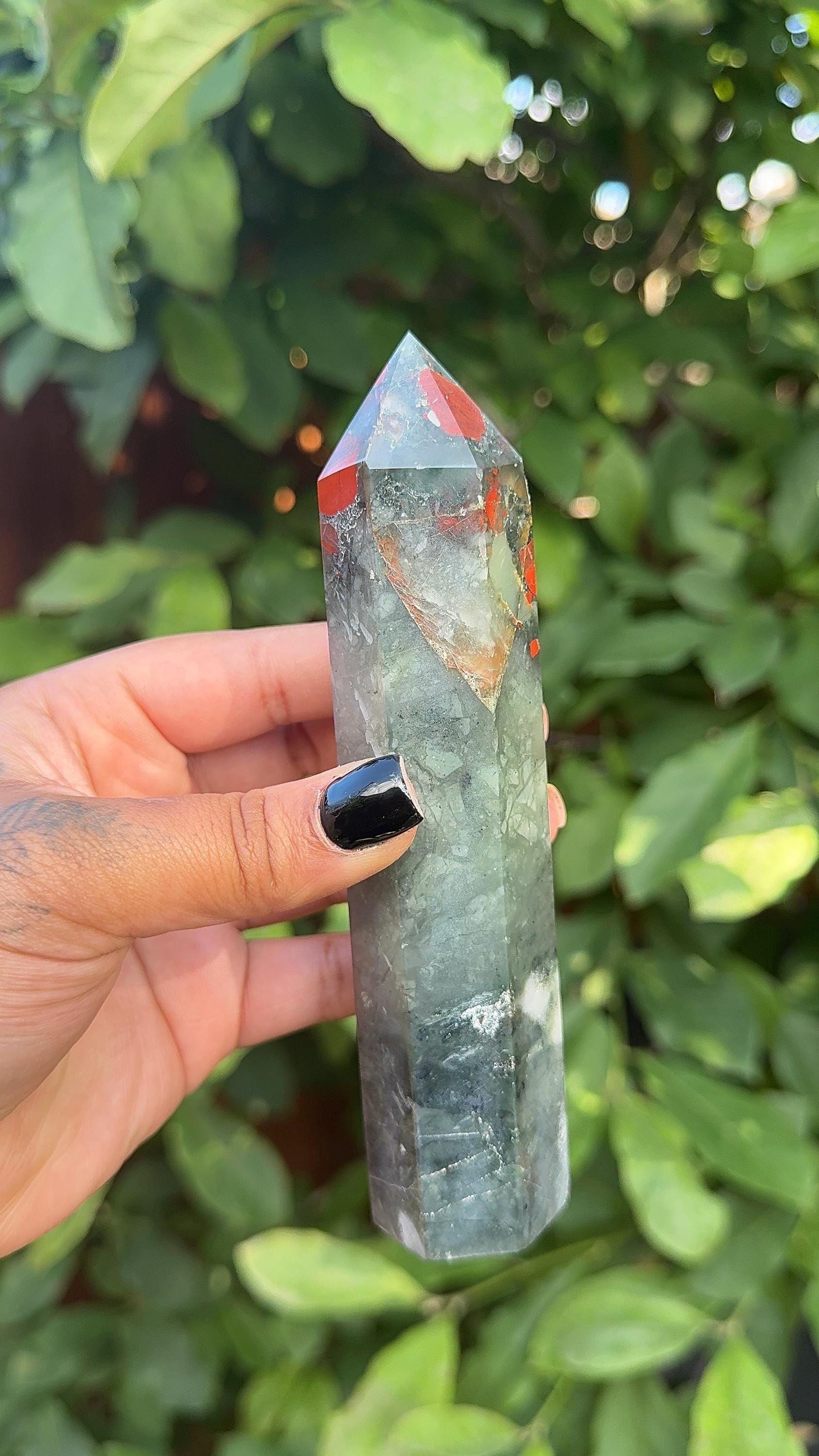 Natural African Bloodstone Tower | Strength, Courage, Protection Crystal Decor