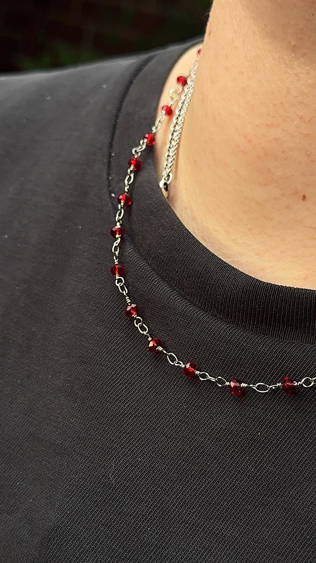 Red Crystal Siver Plated Necklace | Handmade Jewelry