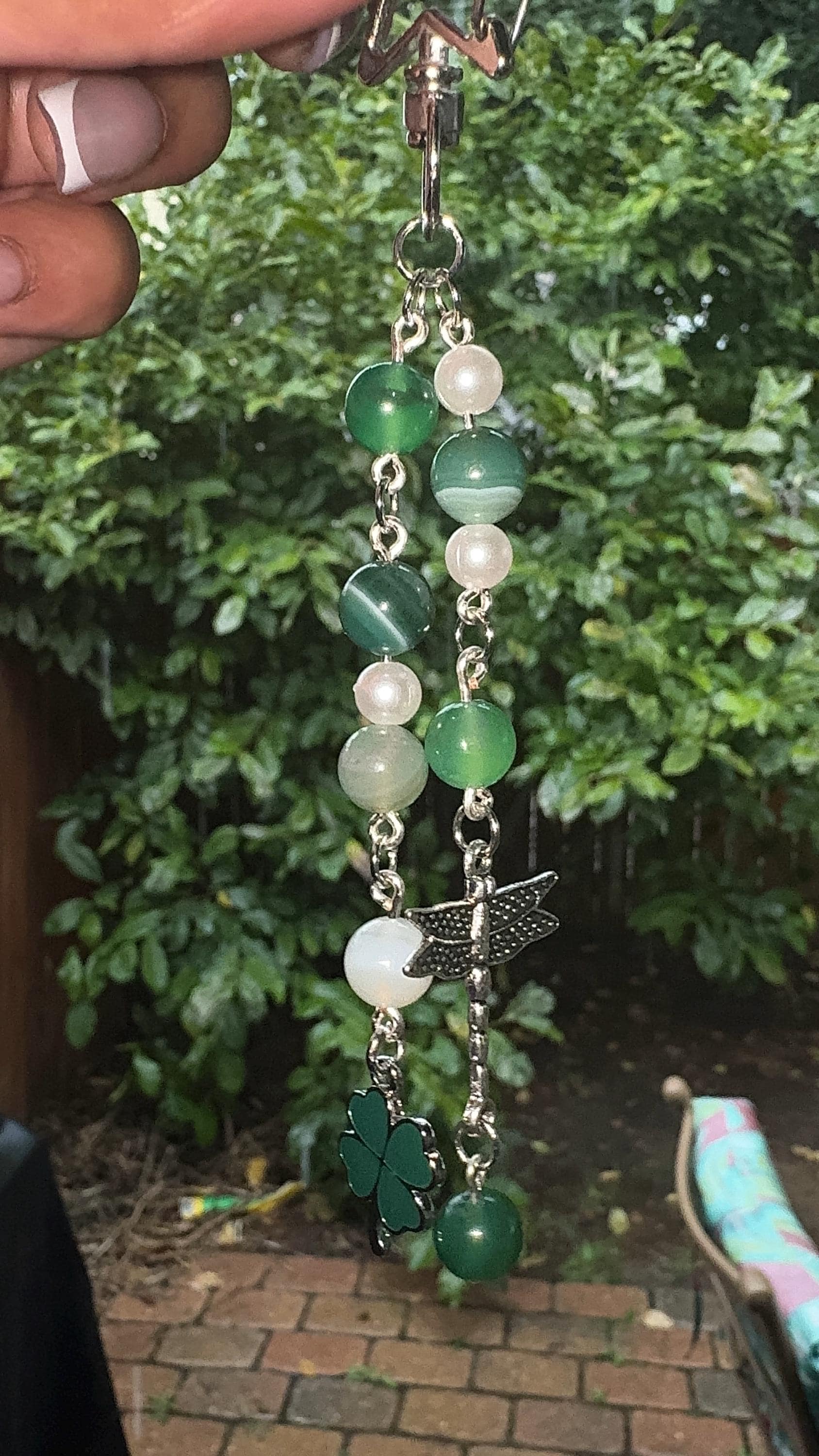 Natural Green Jade Crystal Keychain/Bagchain