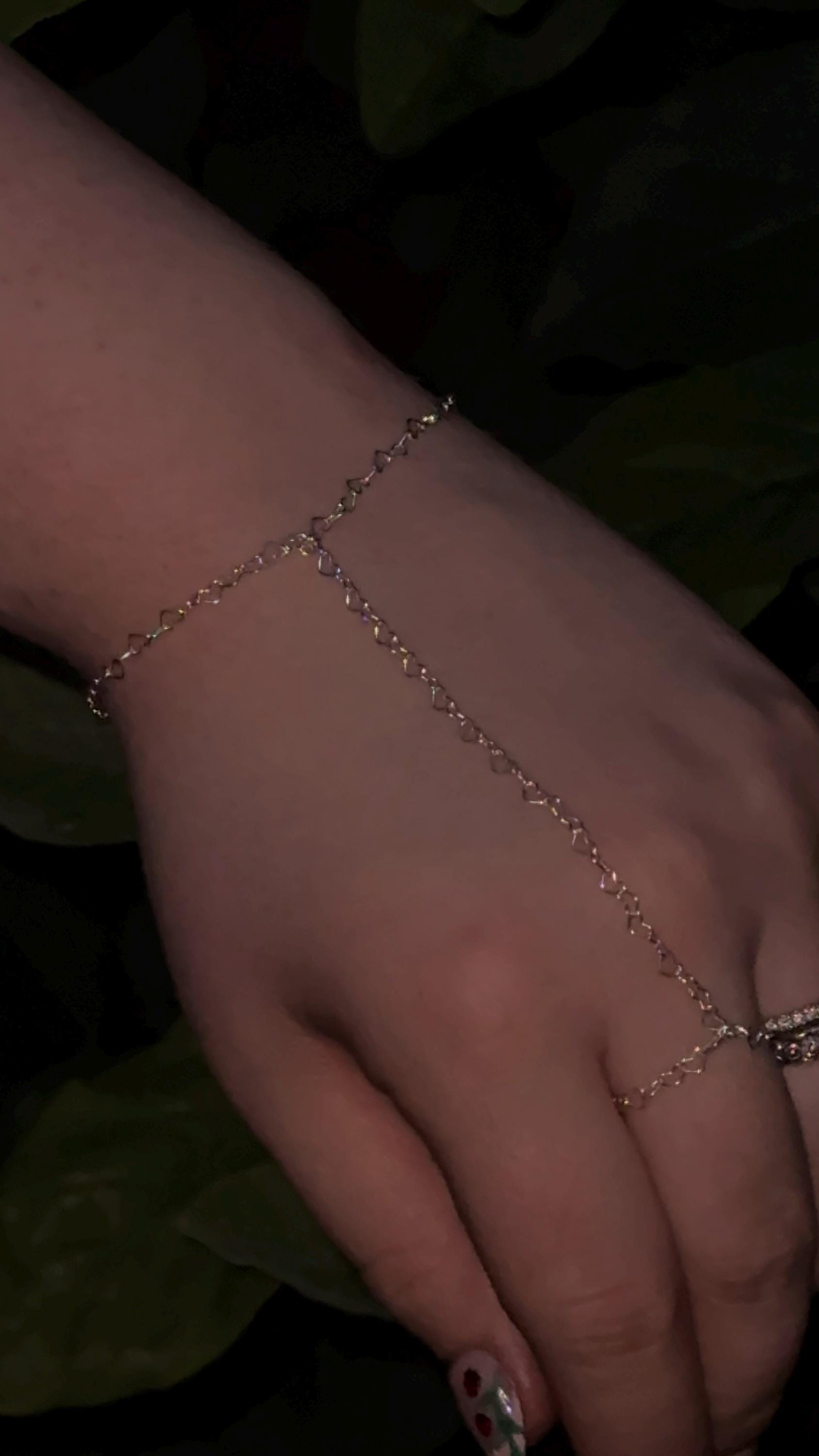 Sterling Silver Heart Hand Chain Bracelet | Adjustable, Shower-Safe Jewelry