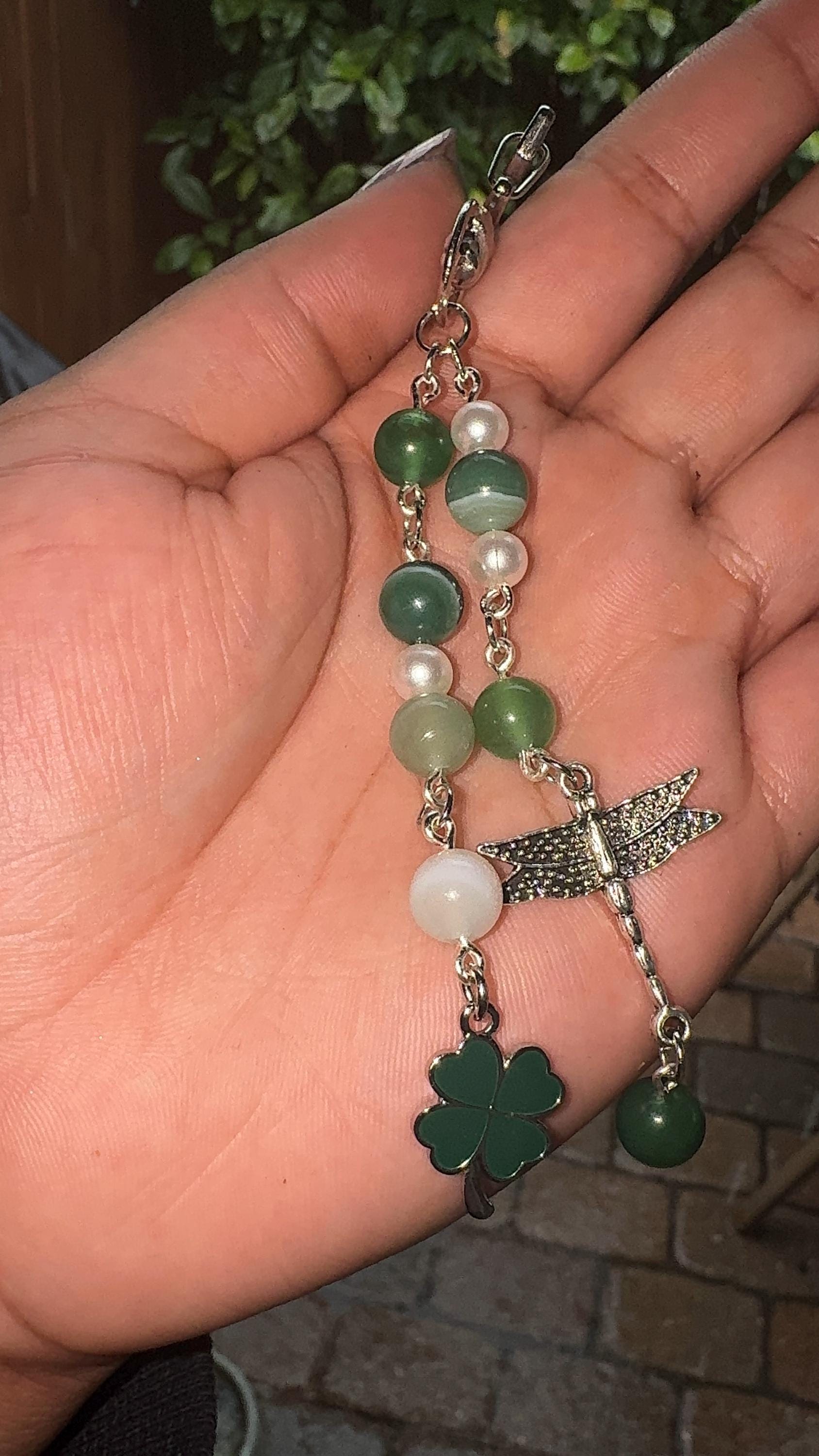 Natural Green Jade Crystal Keychain/Bagchain