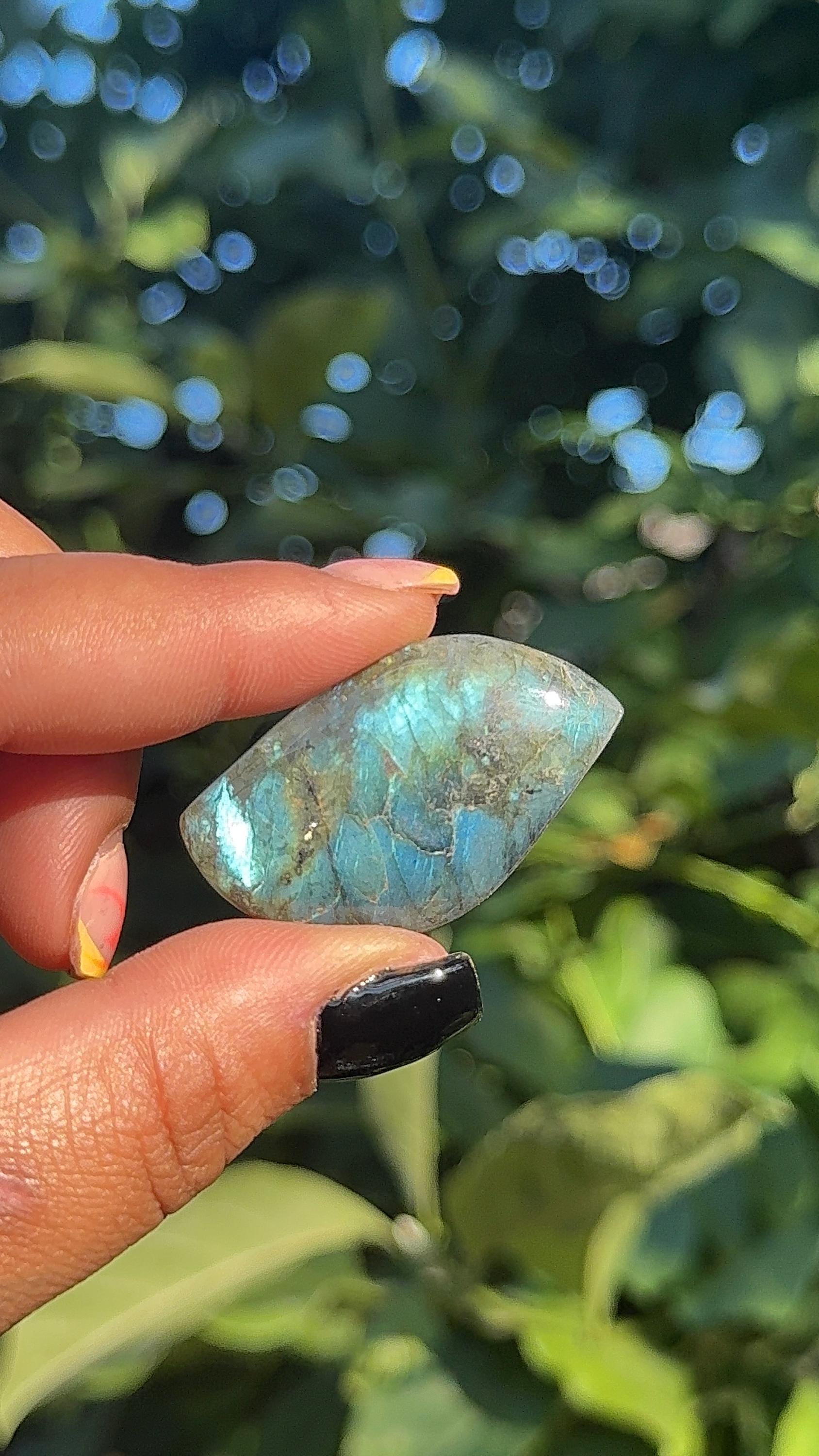 Natural Labradorite Leaf Cabochon